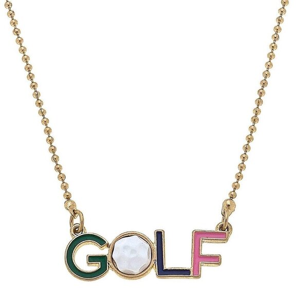 GOLF Enamel Pendant Necklace - Picture 1 of 2